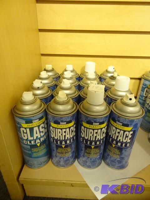 Cans of surface cleaner. Some are partials. A...