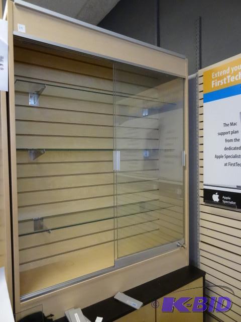 Retail display cabinet. Slat wall back. Glass...