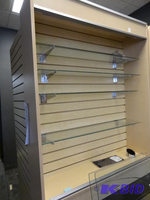 Retail display cabinet. Slat wall back. Glass...