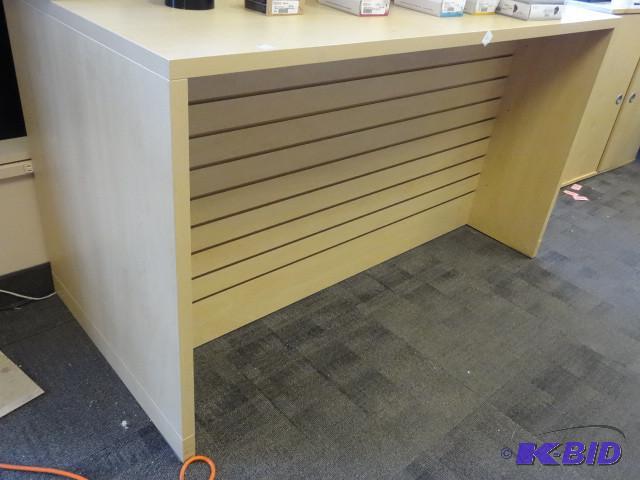 Techline Retail table with slat wall undernea...