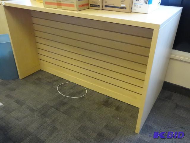 Techline Retail table with slat wall undernea...