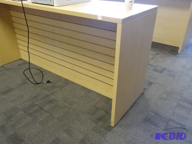 Techline Retail table with slat wall undernea...