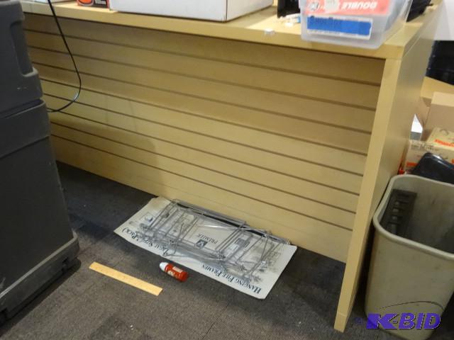 Techline Retail table with slat wall undernea...
