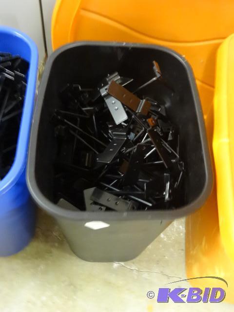 Garbage can full of 10&quot slat wall hooks...