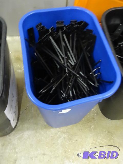Garbage can full of 10&quot slat wall hooks...