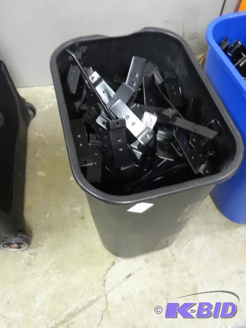 Garbage can full of 10&quot slat wall hooks...