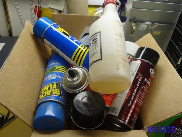 Box of Misc. cleaners and paint...