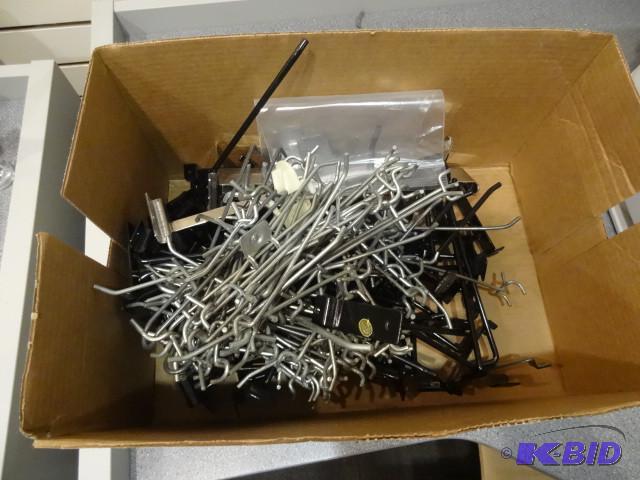 Box f peg board and slat wall hooks...