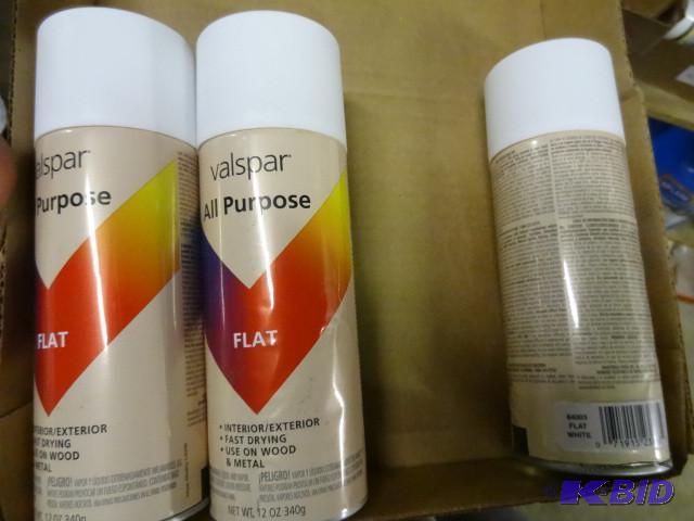 lot 101 image: Qty 3 New Valspar All Purpose Flat White Spra...