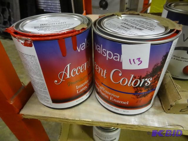 lot 113 image: Qty 2 New Valspar Accent Colors Paint Red Sat...