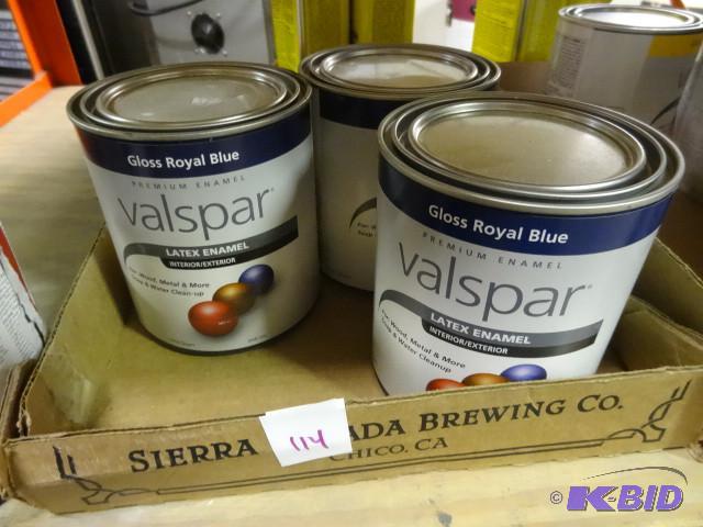 lot 114 image: Qty 3 New Valspar IntExt Latex Enamel Gloss ...