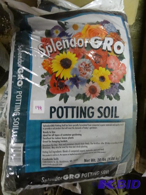 lot 149 image: Approx 75 lbs Splendor Gro Potting Soil...