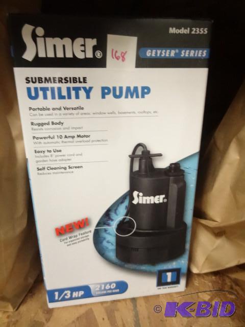 lot 168 image: New Simer Geyser Series Utility Pump Model # ...