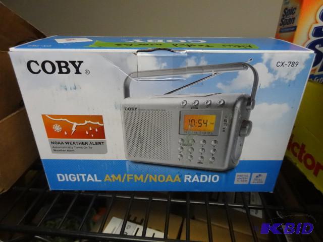 lot 186 image: New Coby NOAA Weather Alert AMFM portable ra...
