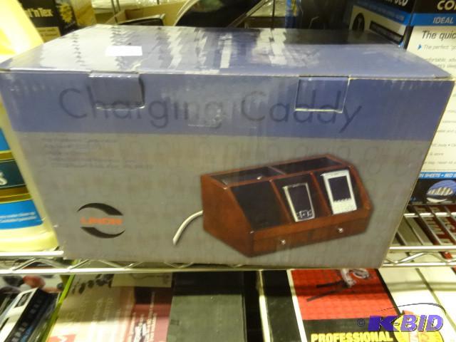 lot 227 image: New Linon Charging Caddy. Stylish wood cabine...