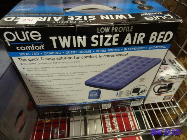 lot 231 image: New Pure Comfort low profile Twin size Air Be...