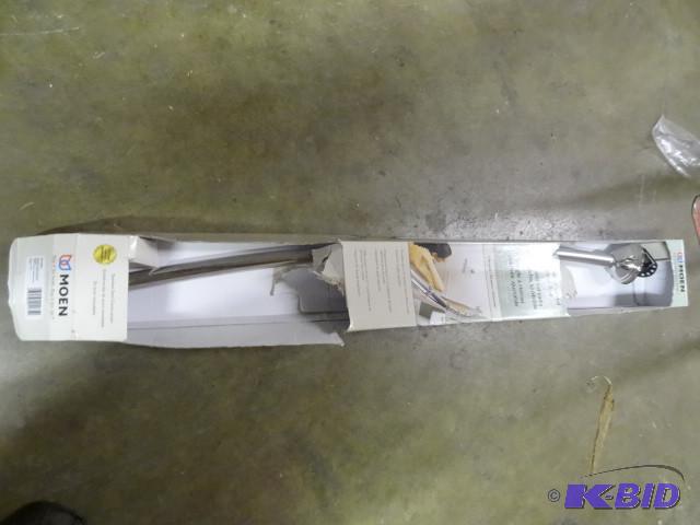 lot 244 image: New Moen Chrome Adjustable Curved Shower Curt...