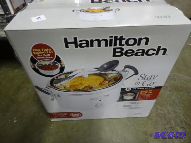 lot 256 image: New in box Hamilton Beach 6 qt oval crock pot...