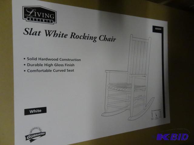 lot 259 image: New Living Accents Slat White Rocking Chair. ...