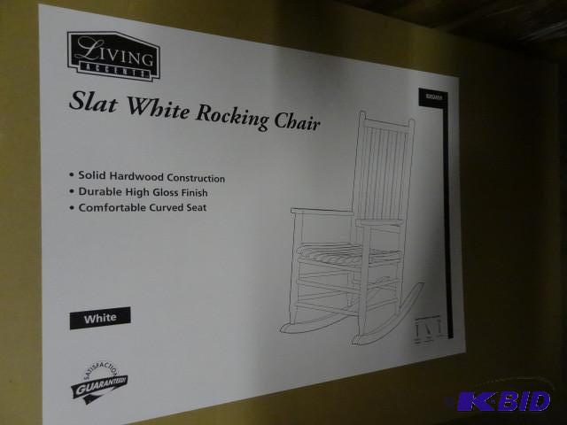 lot 260 image: New Living Accents Slat White Rocking Chair. ...