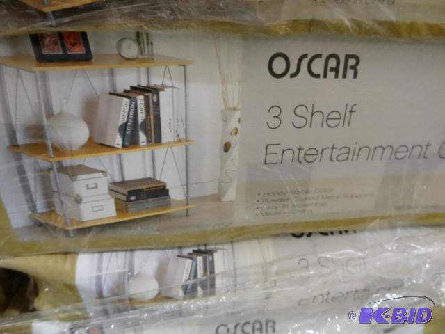 lot 267 image: New in box Linon Oscar Wood Shelf  Entertain...
