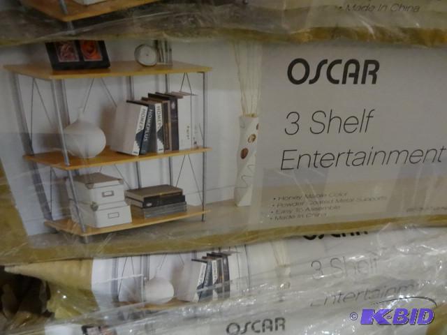 lot 268 image: New in box Linon Oscar Wood Shelf  Entertain...