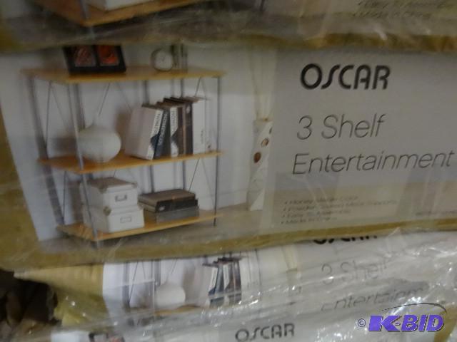 lot 269 image: New in box Linon Oscar Wood Shelf  Entertain...
