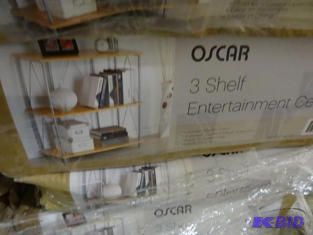 lot 270 image: New in box Linon Oscar Wood Shelf  Entertain...