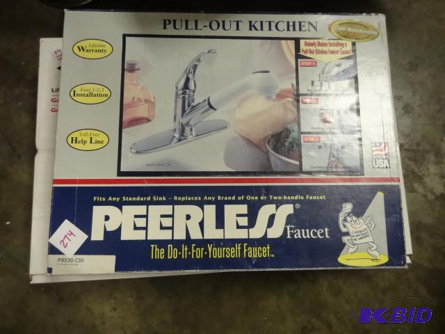 lot 274 image: New In Box Peerless Pull-Out Kitchen Faucet. ...