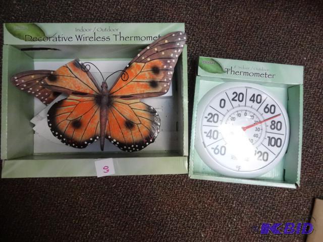 lot 60 image: New 2 pc lot 8 outdoor thermometer and decora...