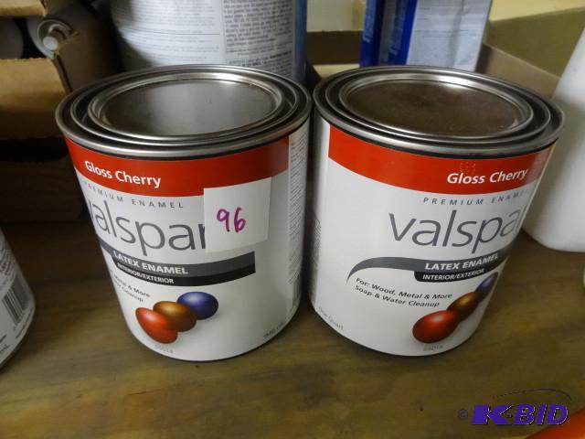 lot 96 image: Qty 2 New Valspar IntExt Latex Enamel Gloss ...