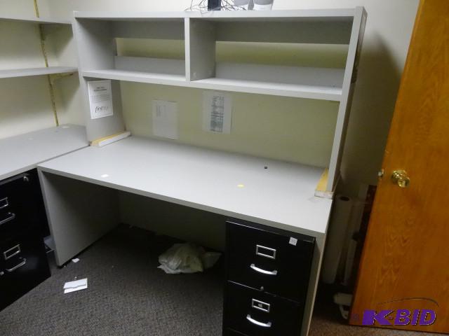 lot 111 image: Desk with hutch. 65 x 30 x 64...