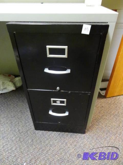 lot 113 image: 15" metal 2 drawer file cabinet...