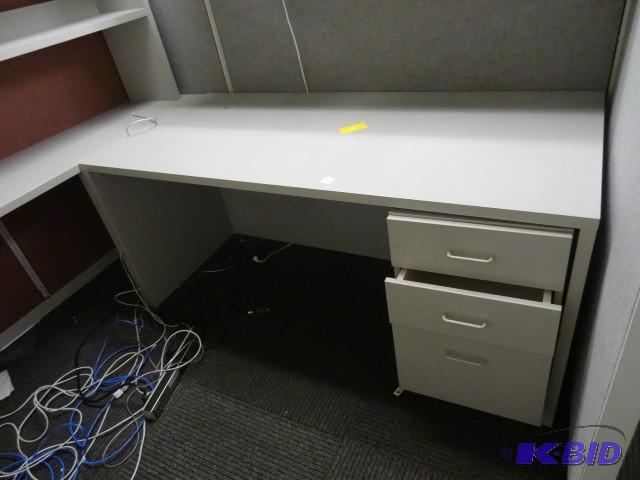 lot 130 image: Office desk. 65 x 30. With hutch and 3 drawer...