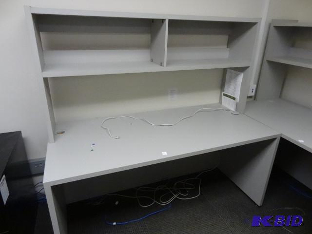 lot 131 image: Office desk with hutch. 65 x 30. comes with 3...