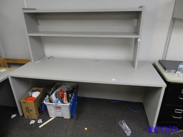 lot 160 image: 78 x 30 laminate desk with shelf unit...
