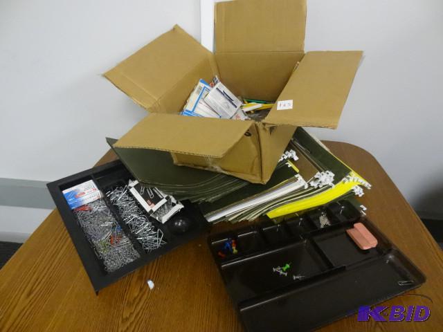 lot 165 image: Hanging file holders, misc. office supplies...