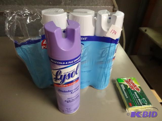 lot 174 image: 4 cans of lysol disinfectant spray...