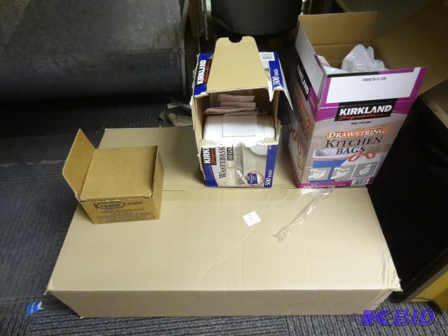 lot 175 image: 8 large rolls of toilet paper, miac trash bag...