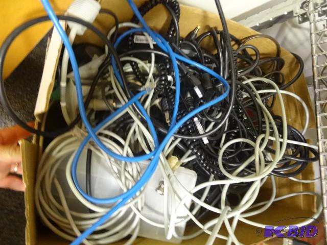 lot 48 image: Box of hand scanners, cables, power cords and...