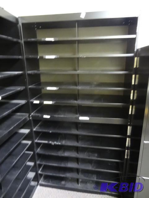 lot 54 image: Metal shelving unit for paper sorting. 38 x 1...