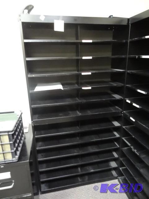 lot 55 image: Metal shelving unit for paper sorting. 38 x 1...