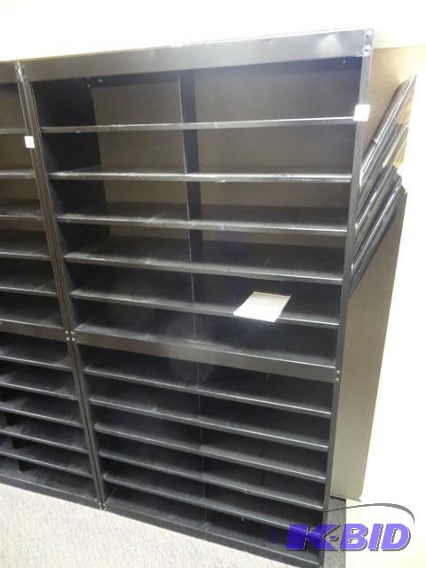 lot 75 image: Metal shelving unit for paper sorting. 38 x 1...