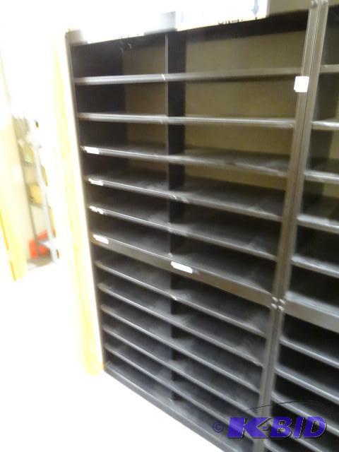 lot 76 image: Metal shelving unit for paper sorting. 38 x 1...