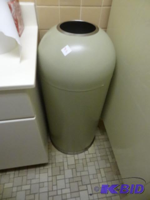 metal trash can...