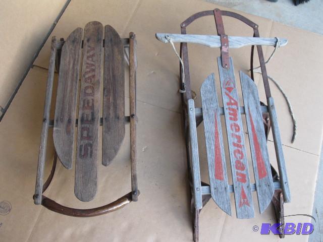 Wood and Metal construction sleds, American a...