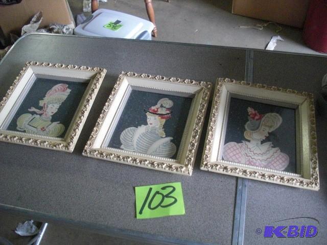 3 fancy ladies pictures with beautiful scroll...