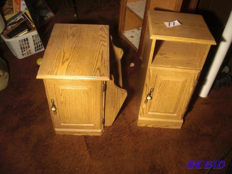 2 end tables. Simulated light wood. One 13inx...