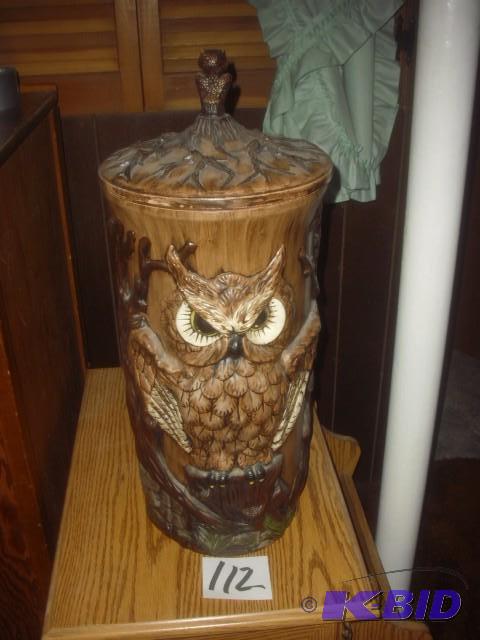 OWL THEMED Ceramic Container. .Used for knitt...