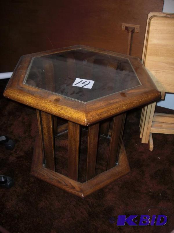 TWO, Hexagonal end tables.. 24 in diameter.. ...